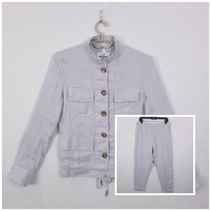 Masons Forte Dei Marmi Jacket Pants Set Womens Gray Size 40 Flap Pockets Buttons